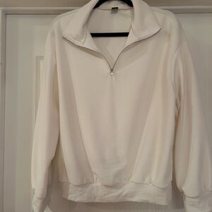 Emery Rose White Quarter-Zip Pullover